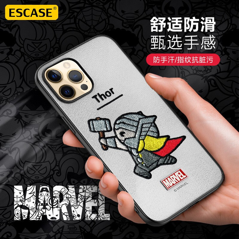 【漫威正版授权】ESCASE苹果12/Pro手机保护壳12mini创意刺绣软壳12Promax全包防摔个性复联蜘蛛侠雷神