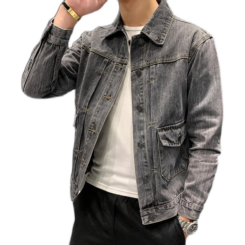 秋季牛仔外套男士韩版修身工装夹克上衣春秋潮流学生休闲牛仔外衣夹克