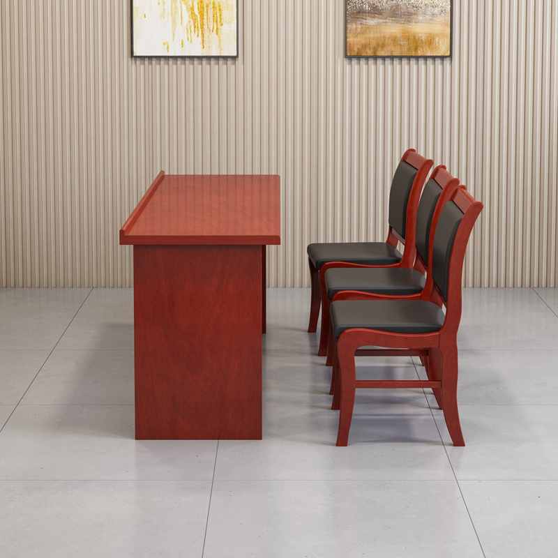 科野 双人会议桌长条桌培训桌油漆实木贴皮会议桌椅组合学习桌课桌kycc1800*400*750含3实木椅可定制高清大图