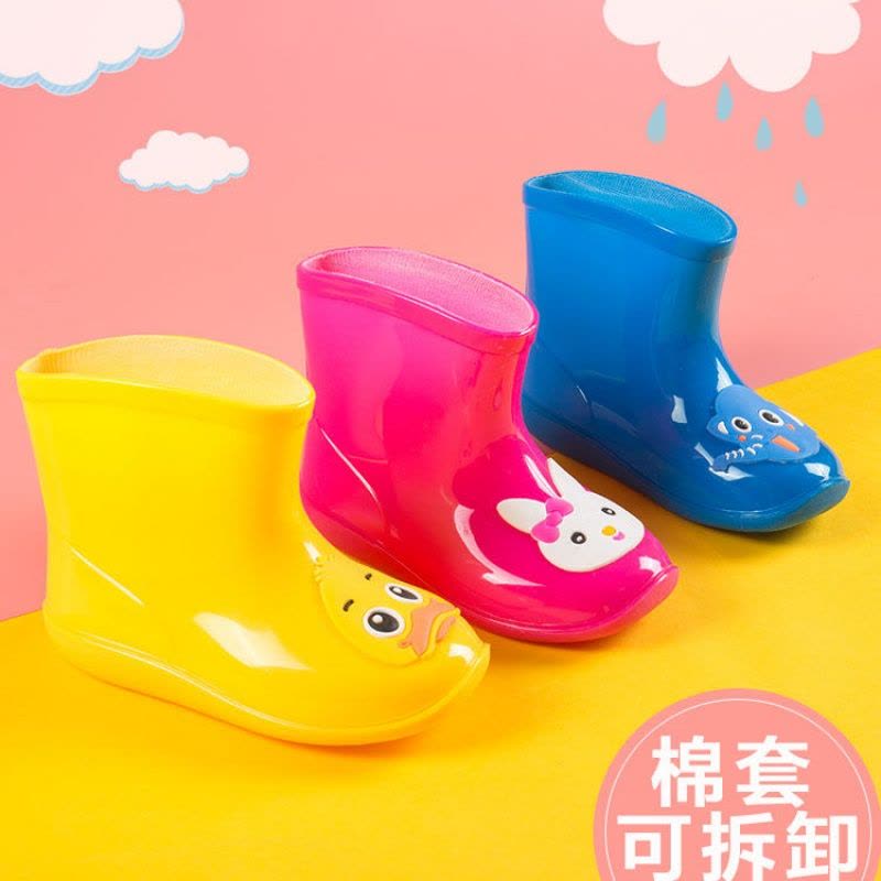[促销][加绒保暖防水]儿童雨鞋小黄鸭塑胶防滑男女童雨靴学生宝宝水鞋图片