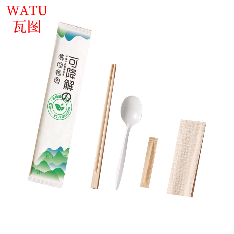 瓦图 一次性可降解餐具四件套 180套/箱高清大图