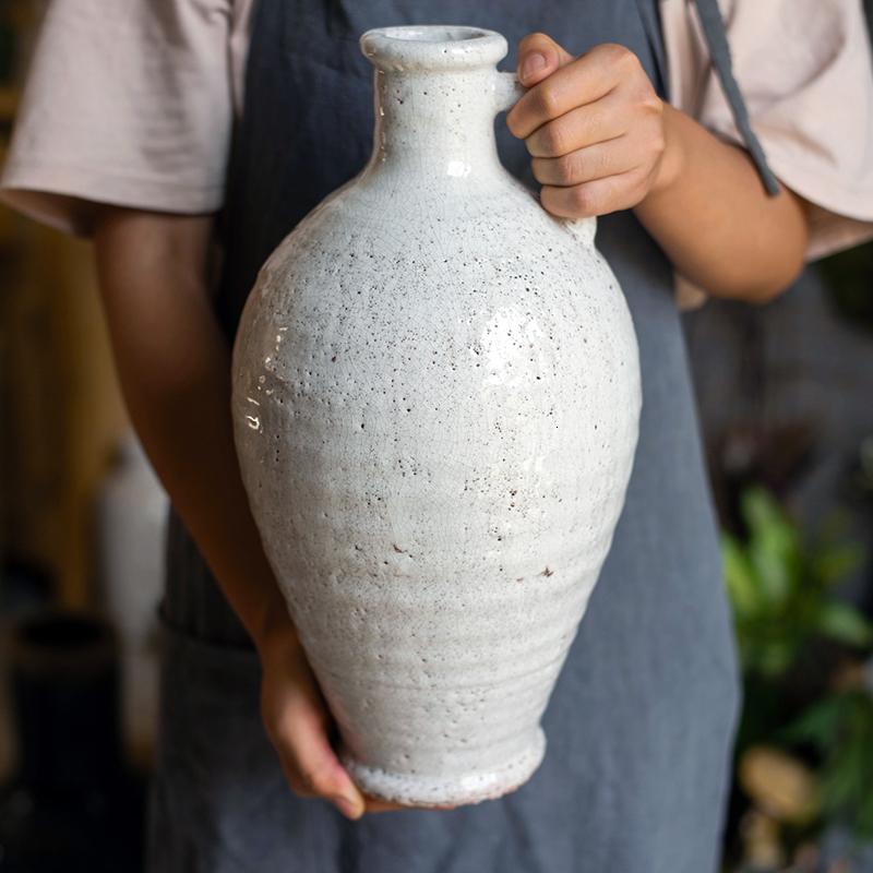 家柏饰(CORATED)开片复古白瓷陶瓷花瓶小口花器花壶手工艺术装饰器皿摆件 开片白瓷瓶(A)高清大图