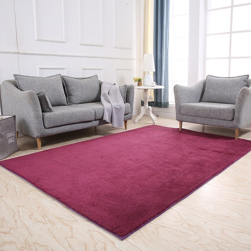美帮汇北欧ins色现代简约加厚地毯卧室满铺房间床边客厅茶几地垫家用 超柔酒红色 宽50×长160厘米加厚/加柔