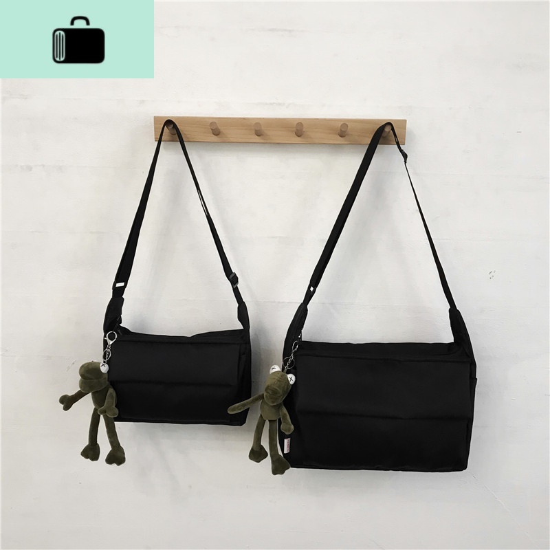 韩国ins简约暗黑风尼龙布斜挎包包女原宿校园学生单肩书包男情侣NEW LAKE女士双肩包高清大图