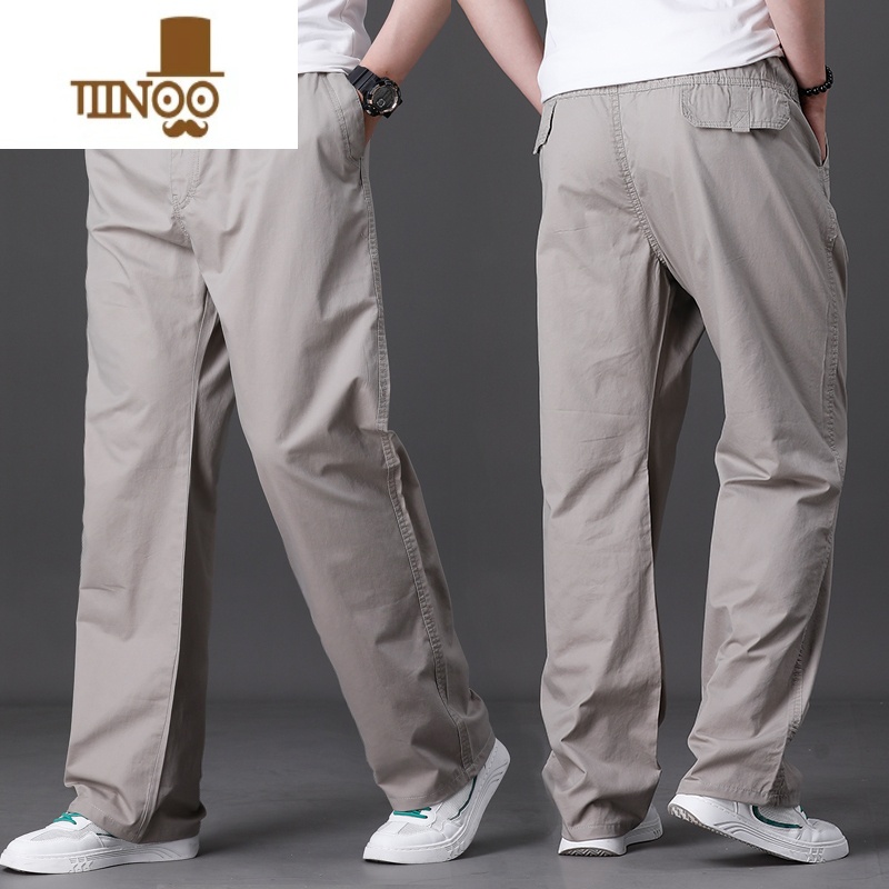 YANXU夏季休闲工装男薄款宽松加肥加大码多口袋长裤子直筒肥佬裤潮
