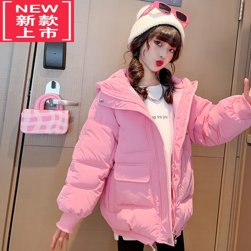 可莉允女童冬装棉服2022新款韩版网红儿童加厚羽绒棉衣中大童冬款外套潮