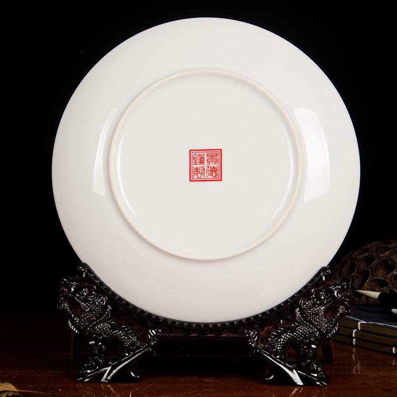 景德镇陶瓷器中式山水画挂盘装饰盘子客厅玄关博古架摆件家居 三维工匠 山涧春韵+三角支架(25cm)高清大图