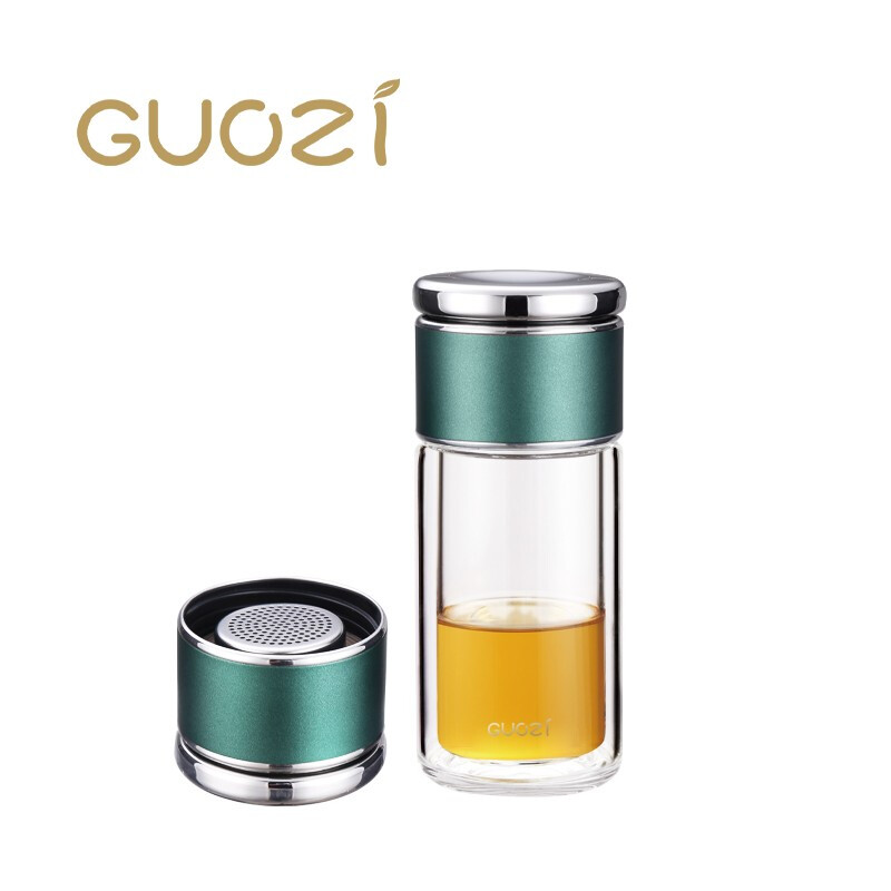 果兹(GUOZI)GZ-S54星羽控茶杯玻璃杯茶水分离水杯225ml 黑色高清大图