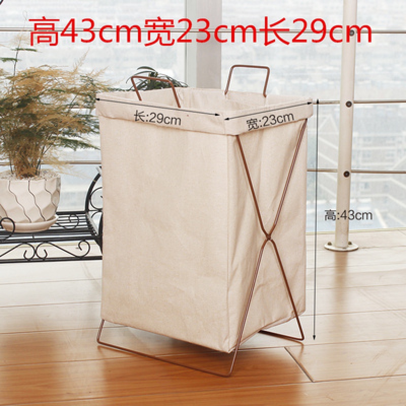 脏衣服收纳棉麻脏衣服收纳筐可折叠支架防水超大脏衣篮防水洗衣篮 白色小号白色铁架铁架