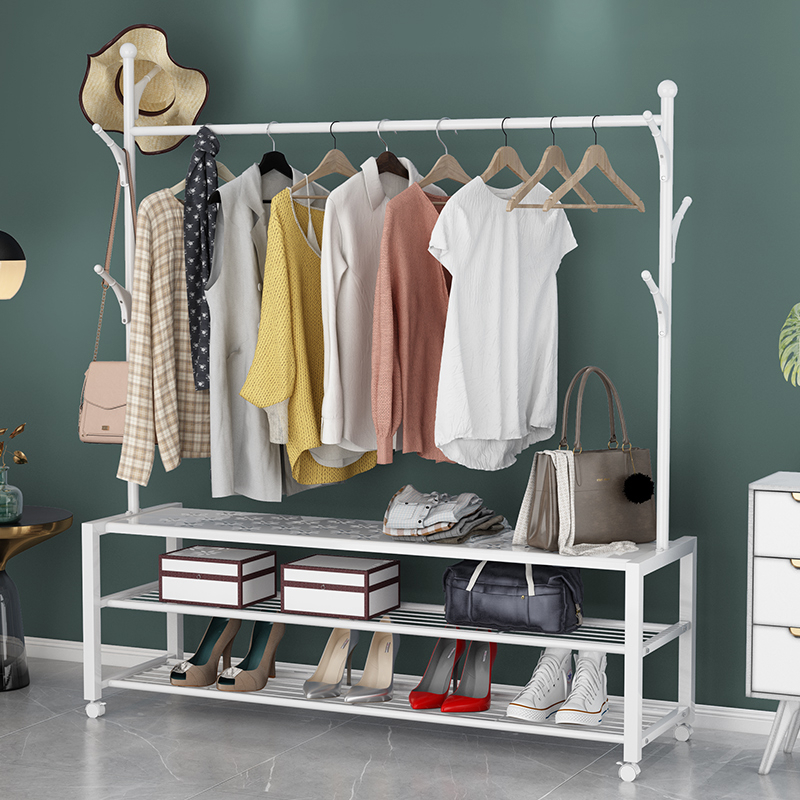 简易衣帽架落地挂衣架闪电客卧室家用置物架单杆式客厅房间衣服收纳架