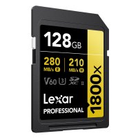 雷克沙(Lexar)SD卡128GB 1800x相机内存卡读280MB/s写210MB/s单反存储卡C10 U3 V60