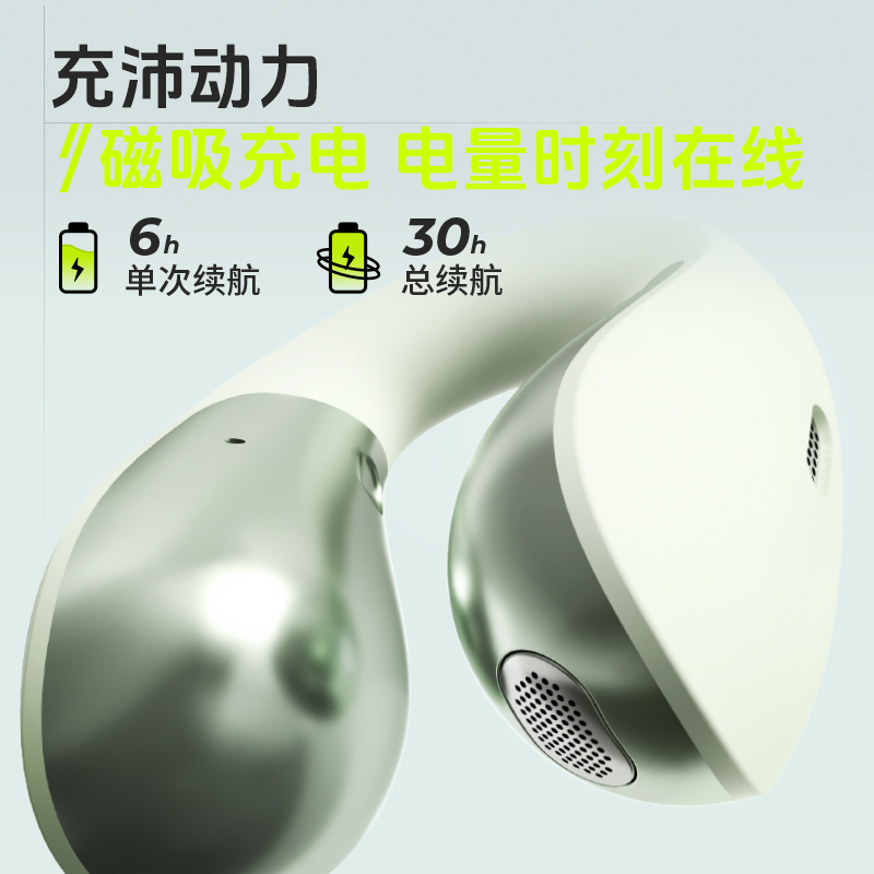 兰士顿 时尚耳夹式运动耳机 AirSoul TS02 云雾白高清大图