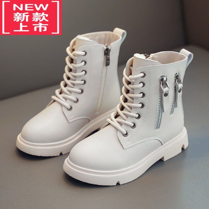 可莉允女童马丁靴儿童靴子女秋冬季2022二棉鞋子中大童加绒加厚短靴图片