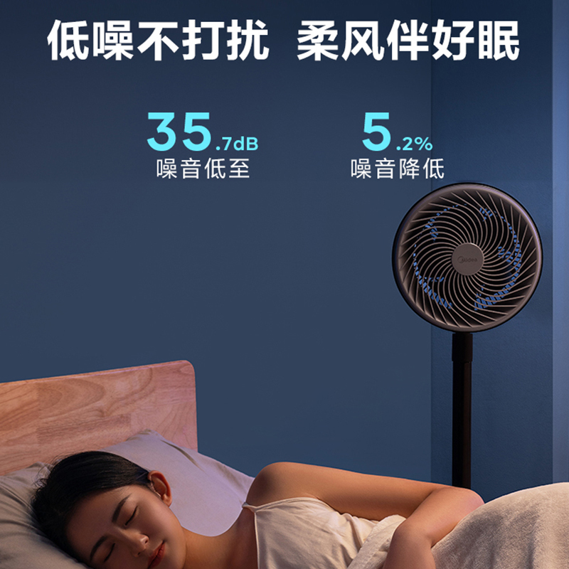 美的(Midea)五叶家用摇头落地扇轻音节能空气循环扇台地两用节能电风扇 GAF20CB