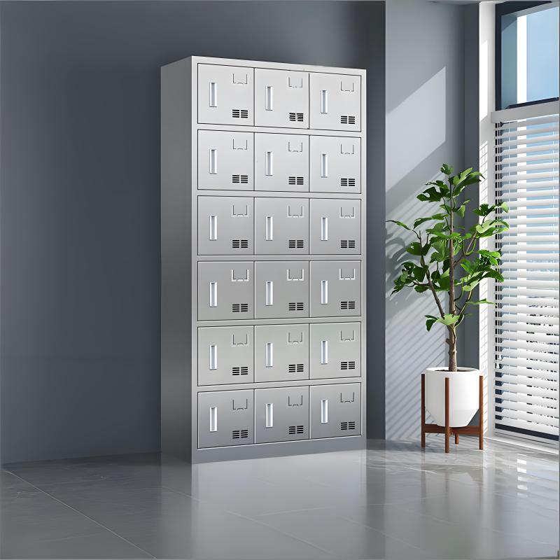 易企采 十八门碗柜【201不锈钢】食堂餐具餐盘碗筷储物柜 35*90*180CM 单位:台