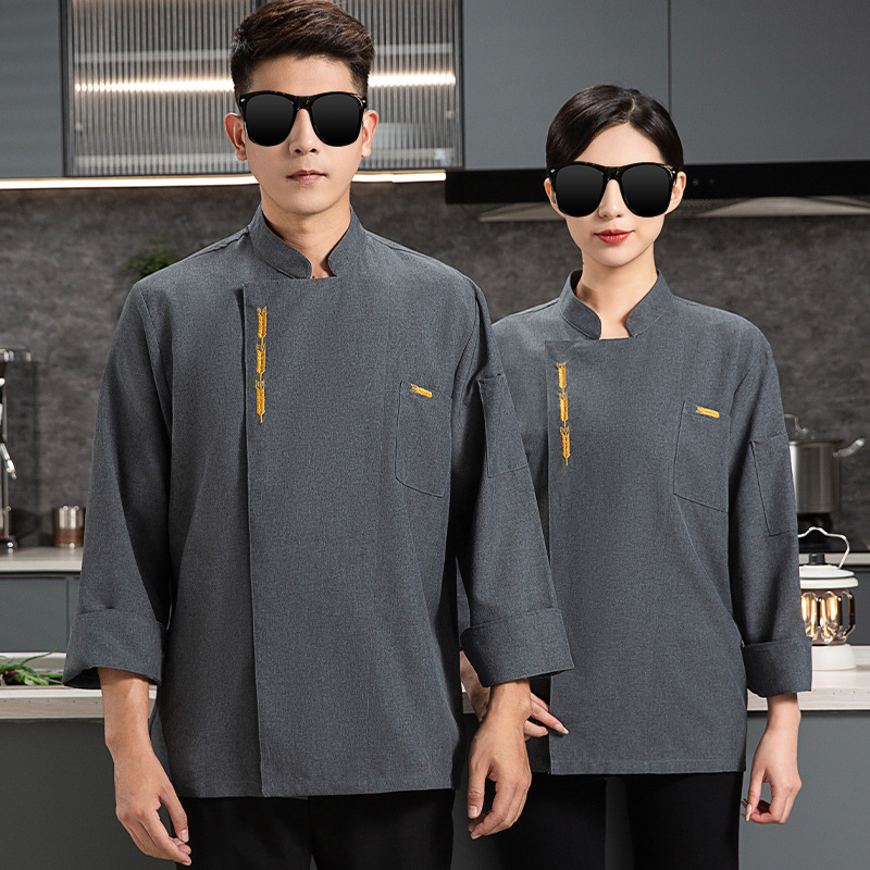 TDUO秋冬装长袖餐饮厨师服X2 套 灰色 4XL