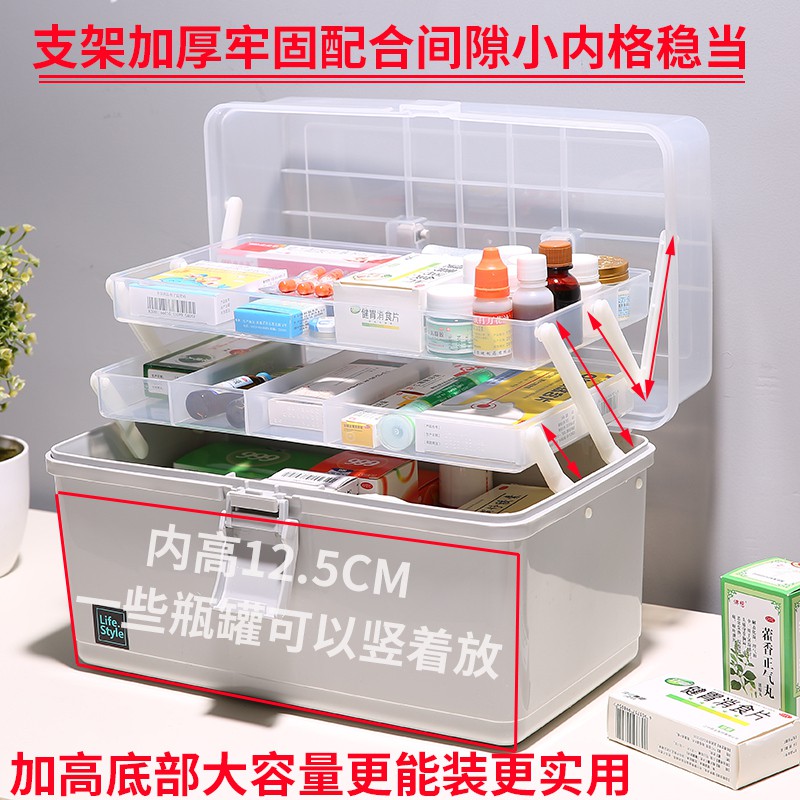 美术工具箱手提小学生画画特大容量家用药箱塑料美甲收纳盒医药箱 三维工匠收纳箱高清大图