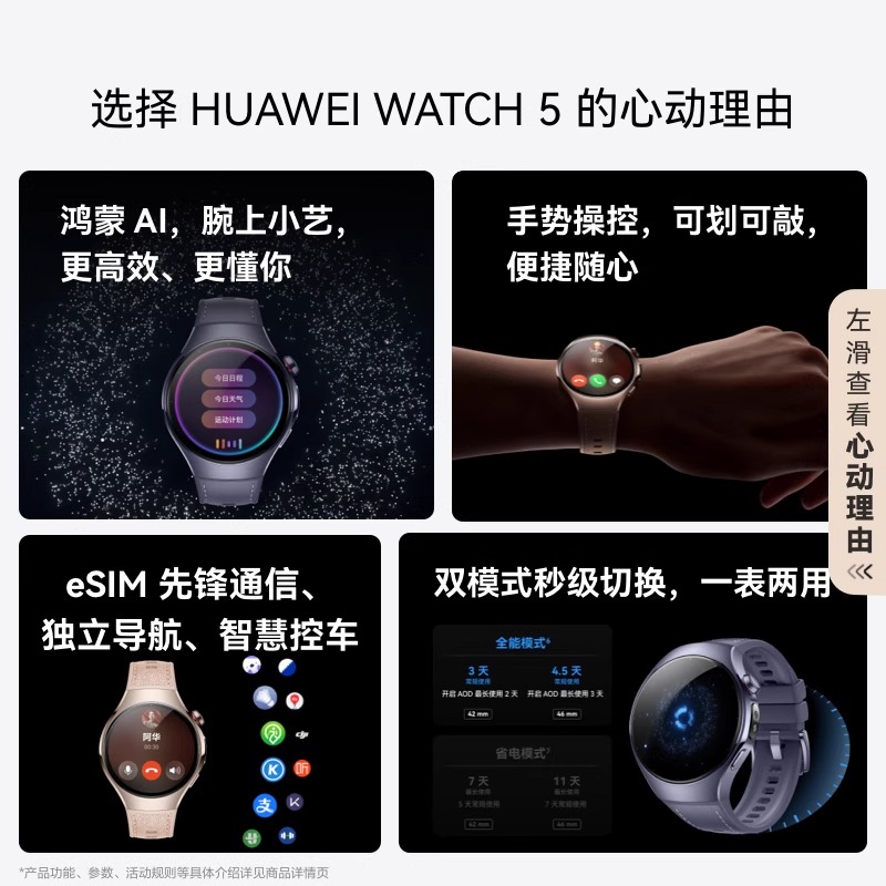 华为(HUAWEI)WATCH 5手表智能运动手表新款[46mm 苍穹黑]高清大图