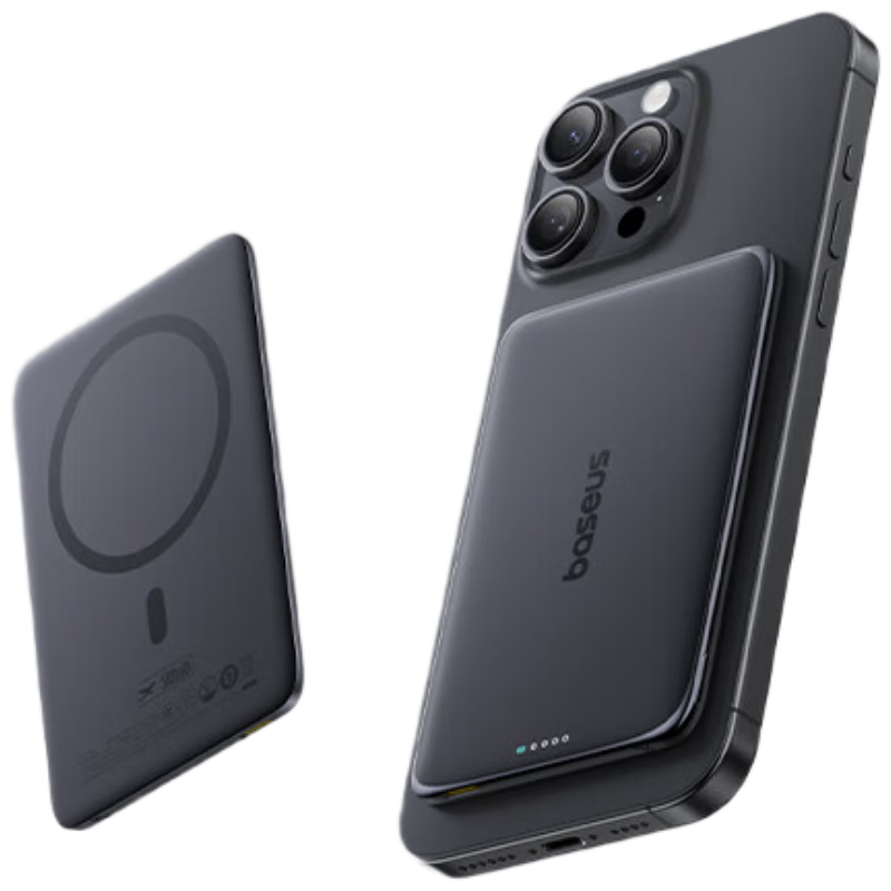 倍思卡片磁吸充电宝Magsafe无线27W快充移动电源10000mAh星际黑