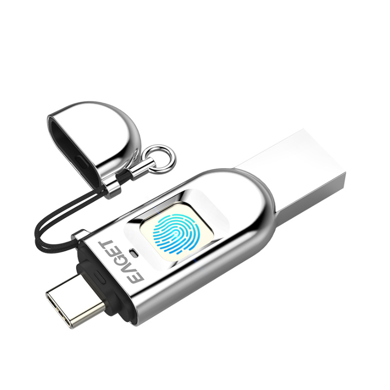 忆捷(EAGET)64GB Type-C USB3.1 HF-C01指纹加密手机U盘 双接口手机电脑多用 商务娱乐优盘高清大图