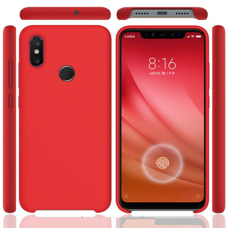 小米8屏幕指纹版手机壳简约纯色mi8pro液态硅胶ud防摔探索版小米8红色