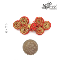 苏斯 盘扣扣子旗袍纽扣三轮中式复古民族风布料彩色手工编织辅料装饰 010B布 三轮 大红+金