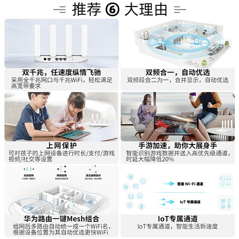 华为 路由-WS5200四天线 白色