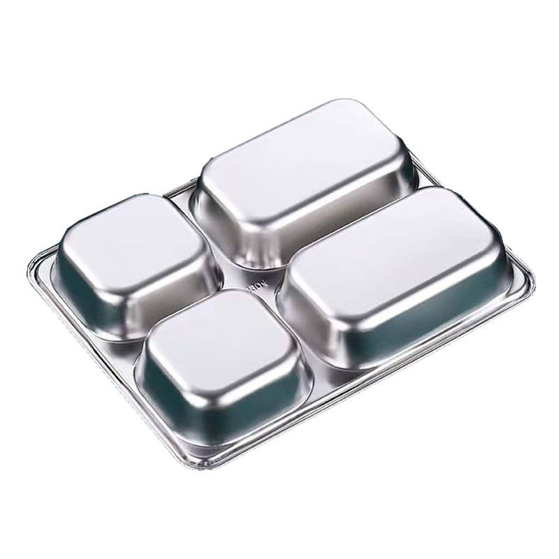 顺心优 304不锈钢餐盘 分格快餐盘 304特大款四格/个高清大图