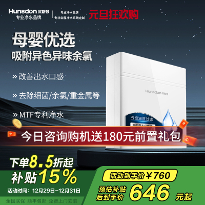 汉斯顿净水器家用直饮厨房超滤净水机过滤器保留矿物质HSD-320EY