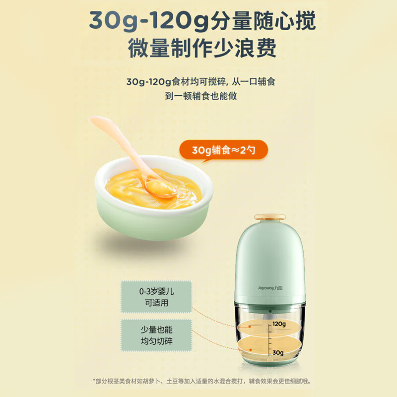 九阳(Joyoung)婴儿辅食机 小型多功能打泥搅拌机宝宝料理机 绞馅碎肉机高硼硅玻璃S3-LA166(S)高清大图