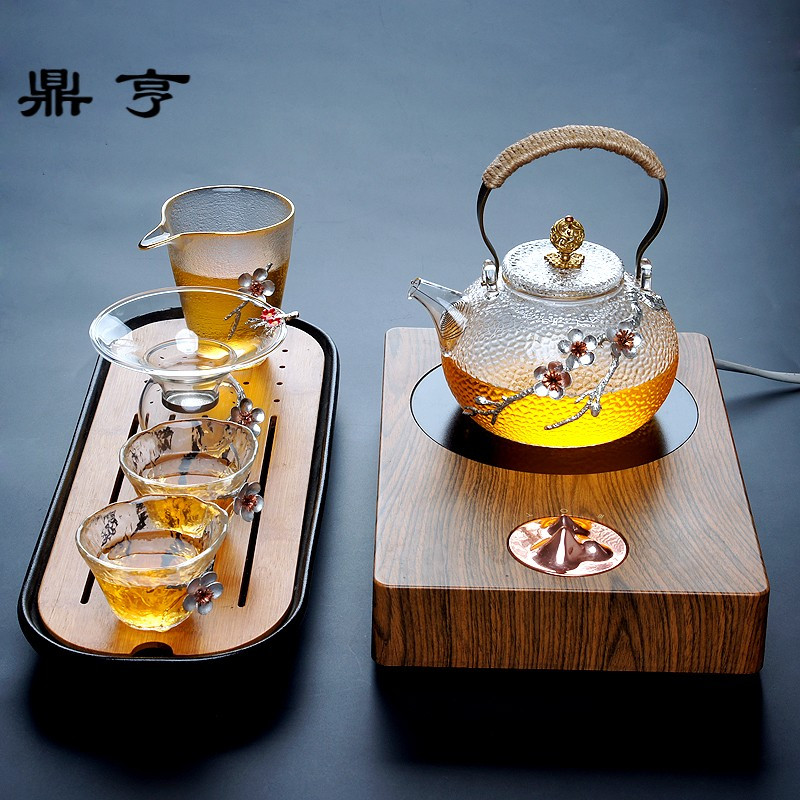 鼎亨日式梅花整套功夫茶具套装家用耐热玻璃泡茶壶茶杯茶道锤纹烧