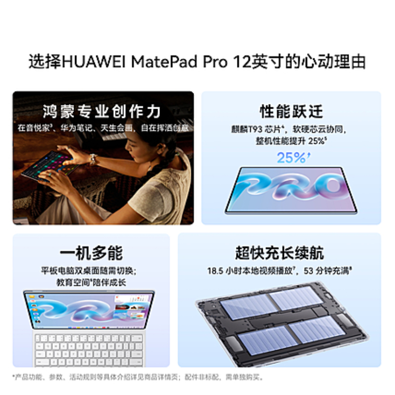 HUAWEI MatePad Pro 12英寸 华为平板电脑3K屏超轻超薄移动办公学生创作12GB+512GB皓月银 悦享款高清大图
