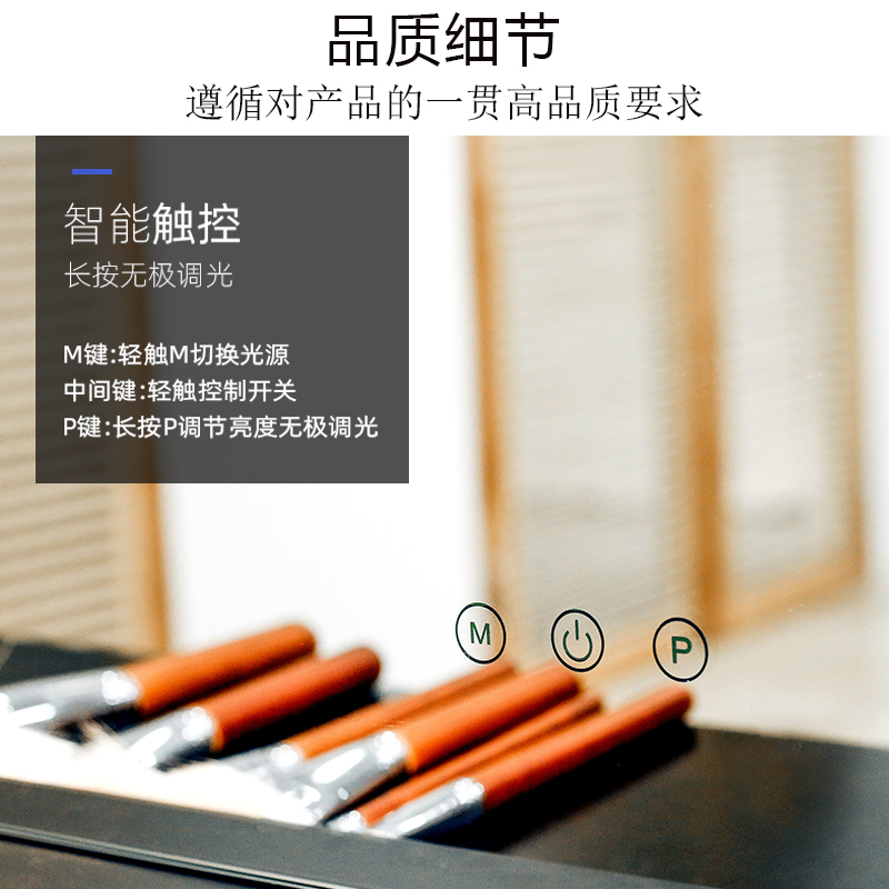 化妆镜led灯台式大号桌面带灯泡ins风美妆梳妆台网红补妆镜子