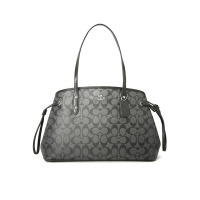 COACH 蔻驰女包 DRAWSTRING 鲶鱼包中号 单肩包 手提包 字母马车标织物F57842银扣