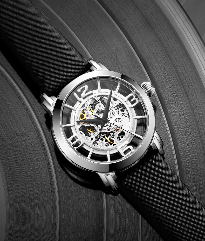 美国直邮stuhrlingoriginal斯图灵手表男16k玫瑰金镂空月