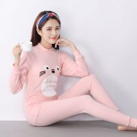 青少年秋衣秋裤女棉薄款套装少女全棉保暖内衣高中学生棉毛衫裤_7 中领笑脸 95码适合身高160-165cm