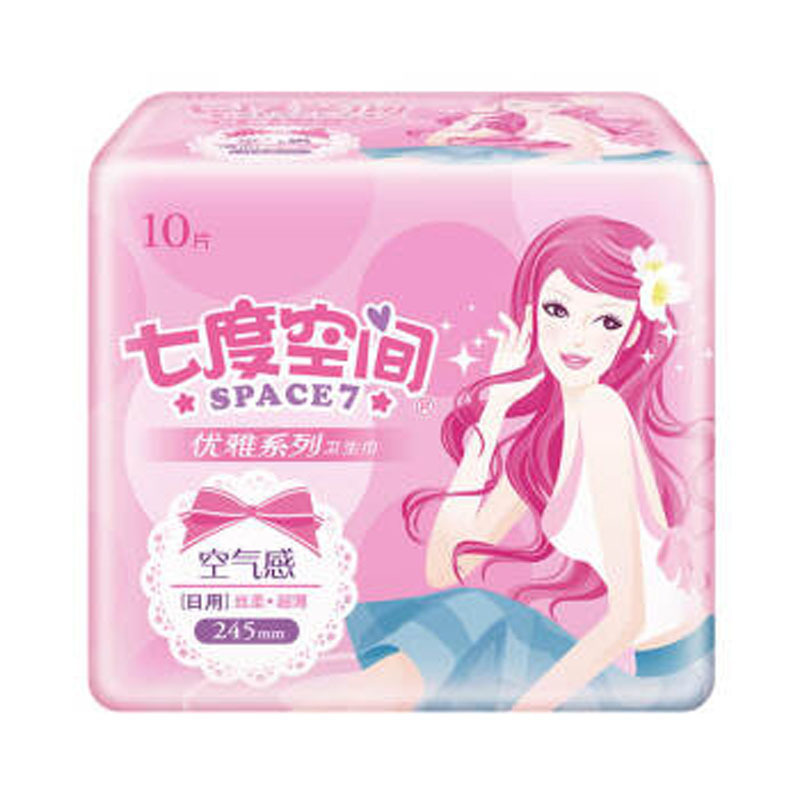 七度空间(SPACE7) QUC8110 丝柔表层超薄 卫生巾 日用245mm*10片 24包/箱 NH
