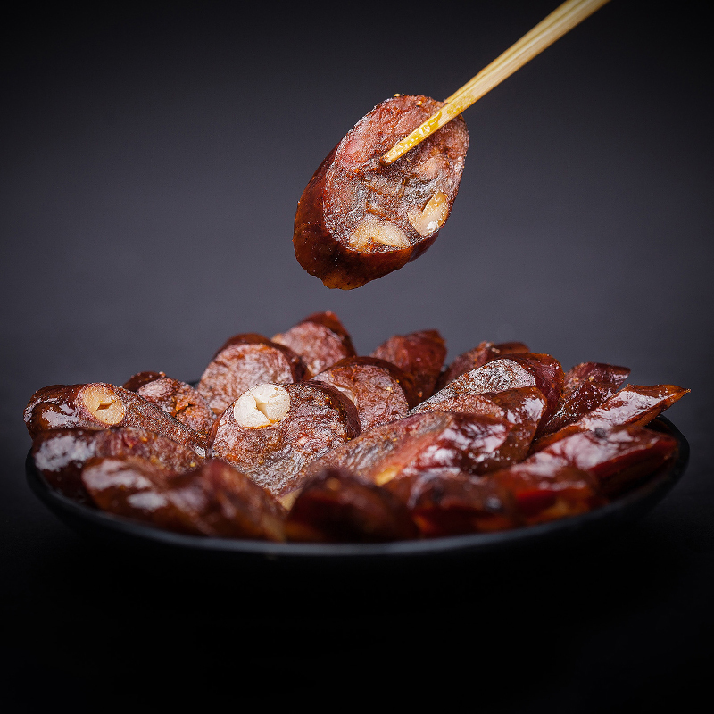 杨大爷花生麻辣香肠500克七分瘦腊肠 四川美食味特产柴火腊熏肉