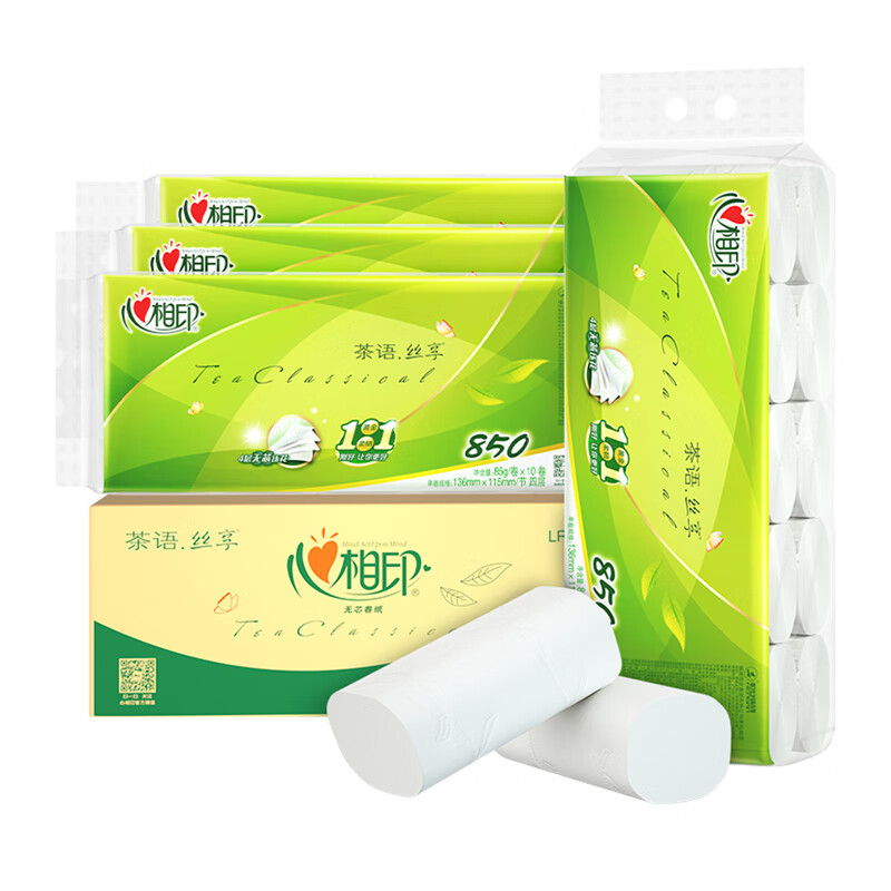 心相印 卷纸 茶语丝享系列4层无芯卫生纸厕纸 85克*10卷*4提 LR2010