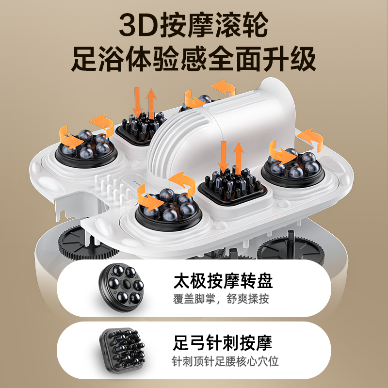 奥克斯足浴盆泡脚桶加热电动按摩洗脚盆AUX-1605全自动家用高深桶高清大图