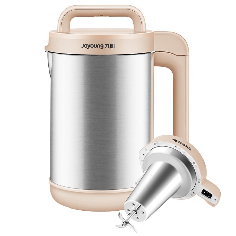 九阳豆浆机家用小型全自动多功能全钢易清洗豆浆机酒红色视频