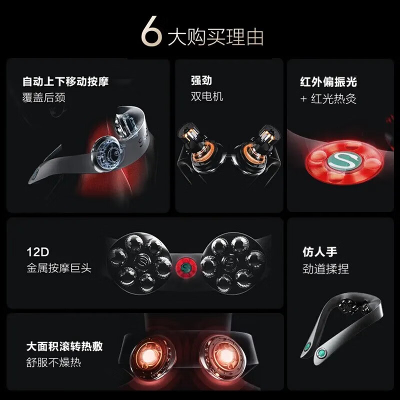 SKG 颈椎按摩仪 物理揉捏红光热灸热敷按摩器 P7高清大图
