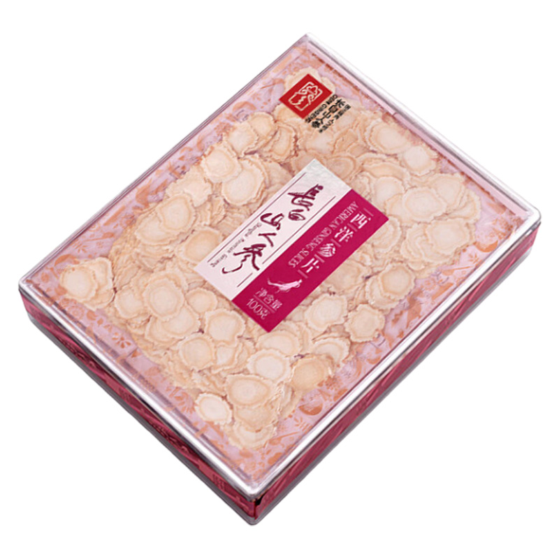 长白山人参西洋参片皂苷丰富薄厚适中参味浓1.4亚克力盒100g