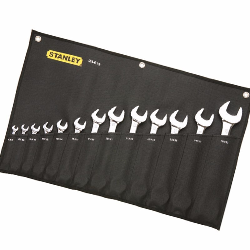 史丹利(STANLEY)93-613-22 13件套公制精抛光两用长扳手 双头呆扳手 汽修工具套装 套