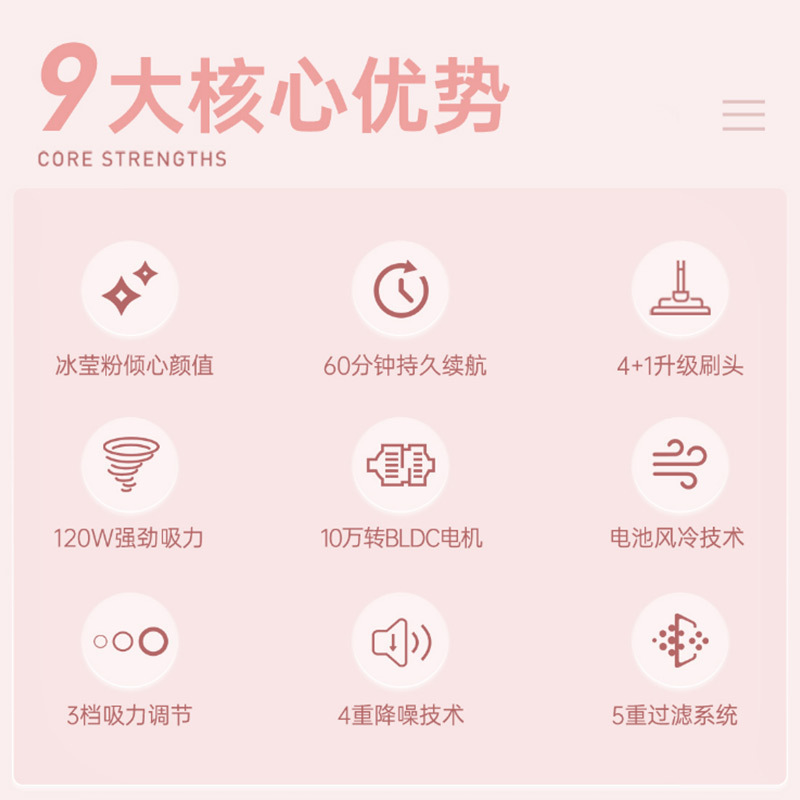 美的吸尘器无线手持 立式可充电 大吸力 除螨 P6