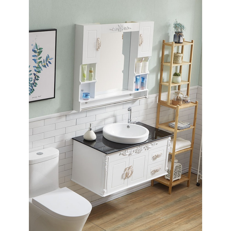 森美人简约欧式浴室柜组合卫浴柜吊柜面盆柜组合洗手台盆柜洗漱台卫生间高清大图