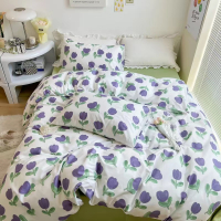 天作之合A纯棉B牛奶绒四件套全棉加绒床单被套套件珊瑚绒床上用品