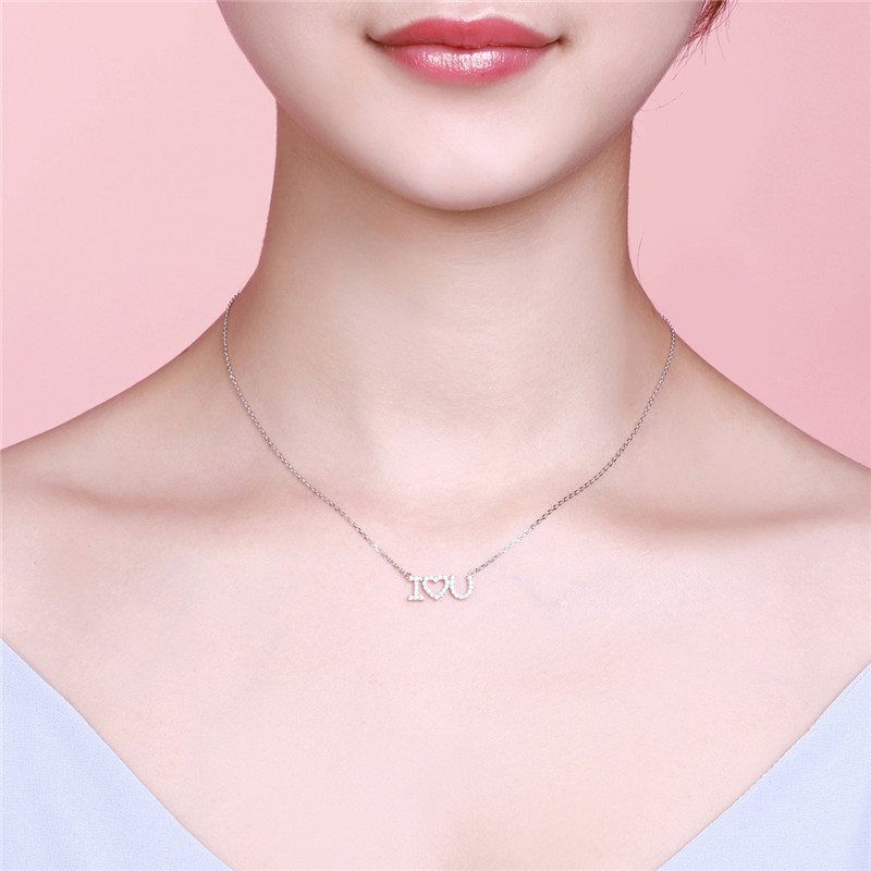 dtotoiloveu英文字母表白项链简约时尚气质锁骨链纯银女