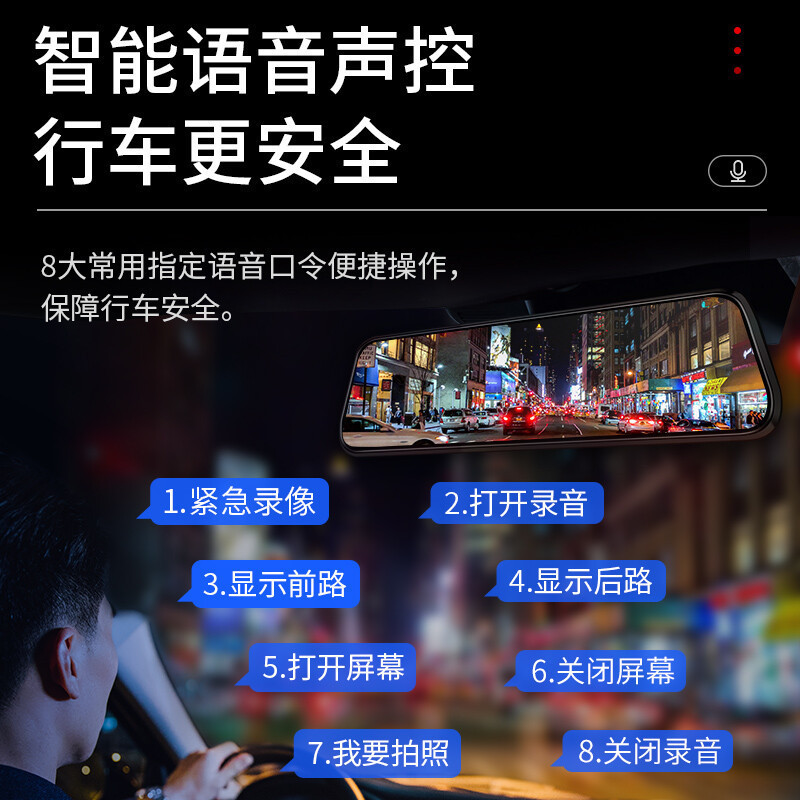 凌度 HS996E行车记录仪12英寸1296P高清夜视前后双录倒车影像停车监控+128G(送香薰挂饰+读卡器)