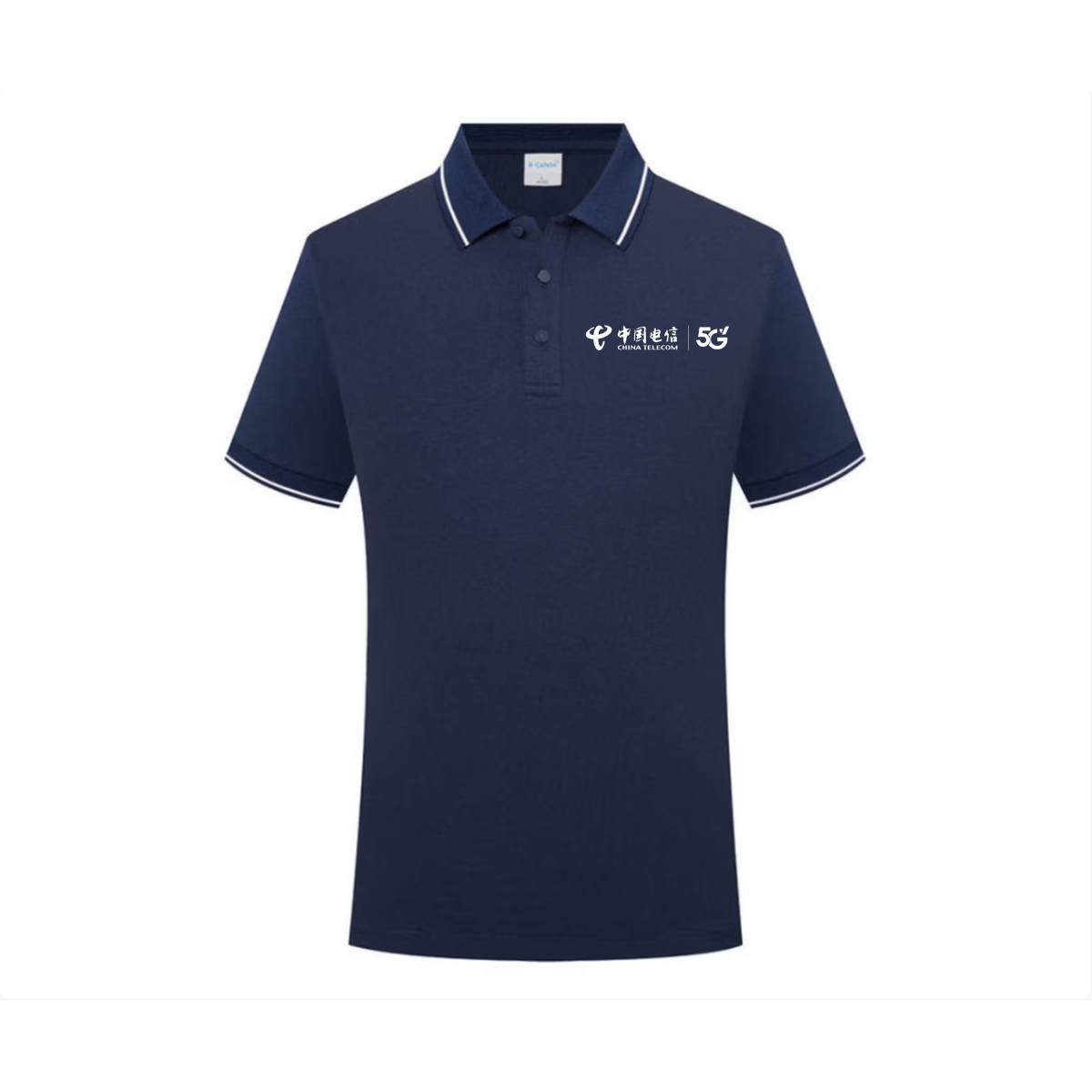 Soft Bloom精纺文化团服POLO衫广告衫 双拼藏青白色